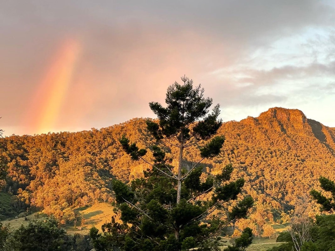 Mount Razorback with a rainbow